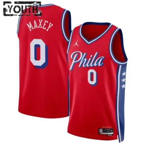 Maillot Enfant Philadelphia 76ers Tyrese Maxey 0 Statement Edition Rouge Swingman