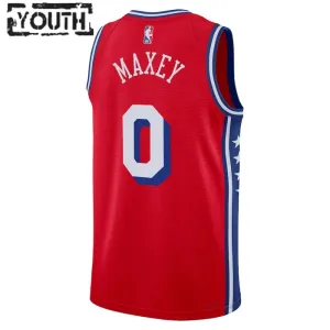 Maillot Enfant Philadelphia 76ers Tyrese Maxey 0 Statement Edition Rouge Swingman