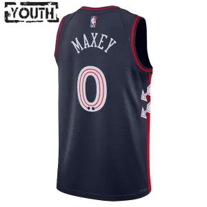 Maillot Enfant Philadelphia 76ers Tyrese Maxey City Edition 2023-24 Navy Swingman