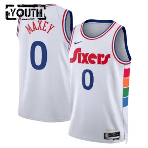 Maillot Enfant Philadelphia 76ers Tyrese Maxey City Edition 2024-25 Blanc Swingman