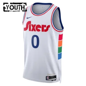 Maillot Enfant Philadelphia 76ers Tyrese Maxey City Edition 2024-25 Blanc Swingman