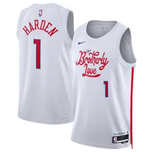 Maillot Homme Philadelphia 76ers James Harden 1 City Edition 2022-23 Blanc Swingman