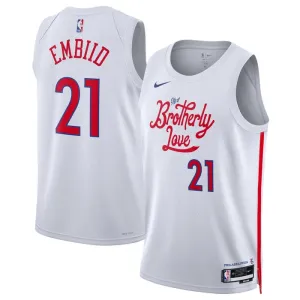 Maillot Homme Philadelphia 76ers Joel Embiid 21 City Edition 2022-23 Blanc Swingman