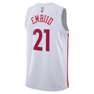 Maillot Homme Philadelphia 76ers Joel Embiid 21 City Edition 2022-23 Blanc Swingman