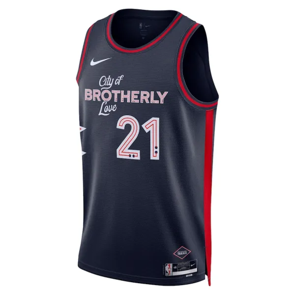 Maillot Homme Philadelphia 76ers Joel Embiid City Edition 2023-24 Navy Swingman
