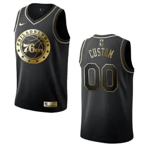 Maillot Homme Philadelphia 76ers Personnalisé Golden Edition Noir Swingman Maillot Homme Philadelphia 76ers Personnalisé Golden Edition Noir Swingman