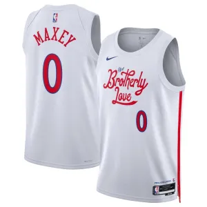 Maillot Homme Philadelphia 76ers Tyrese Maxey 0 City Edition 2022-23 Blanc Swingman