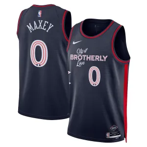 Maillot Homme Philadelphia 76ers Tyrese Maxey City Edition 2023-24 Navy Swingman