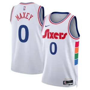 Maillot Homme Philadelphia 76ers Tyrese Maxey City Edition 2024-25 Blanc Swingman