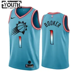 Maillot Enfant Phoenix Suns Devin Booker 1 City Edition 2022-23 Bleu Swingman Maillot Enfant Phoenix Suns Devin Booker 1 City Edition 2022-23 Bleu Swingman