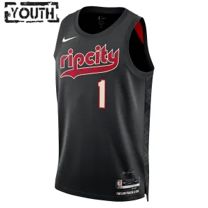 Maillot Enfant Portland Trail Blazers Anfernee Simons City Edition 2023-24 Noir Swingman