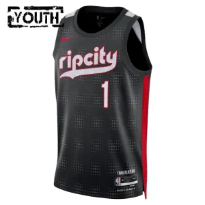 Maillot Enfant Portland Trail Blazers Anfernee Simons City Edition 2024-25 Noir Swingman