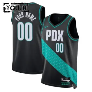 Maillot Enfant Portland Trail Blazers Personnalisé City Edition 2022-23 Noir Swingman