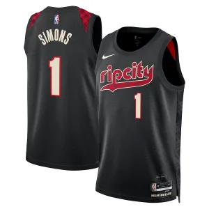 Maillot Homme Portland Trail Blazers Anfernee Simons City Edition 2023-24 Noir Swingman