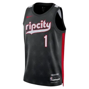 Maillot Homme Portland Trail Blazers Anfernee Simons City Edition 2024-25 Noir Swingman