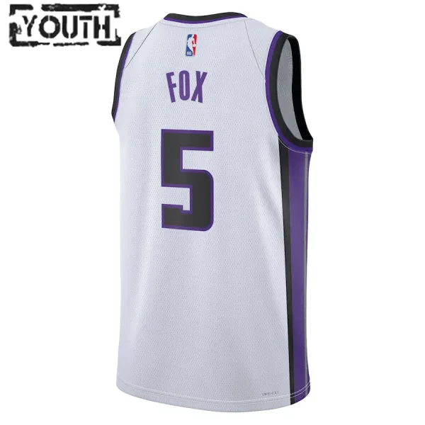 Maillot Enfant Sacramento Kings De Aaron Fox Association Edition 2023-24 Blanc Swingman