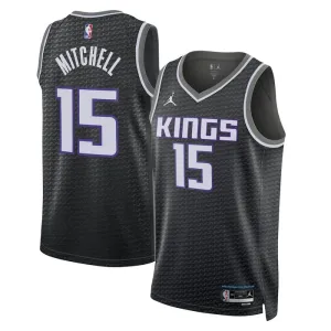 Maillot Homme Sacramento Kings Davion Mitchell 15 Statement Edition Noir Swingman