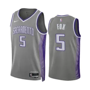 Maillot Homme Sacramento Kings De Aaron Fox 5 City Edition 2022-23 Gris Swingman Maillot Homme Sacramento Kings De Aaron Fox 5 City Edition 2022-23 Gris Swingman