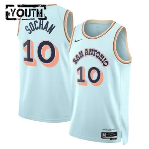 Maillot Enfant San Antonio Spurs Jeremy Sochan City Edition 2024-25 Bleu Swingman