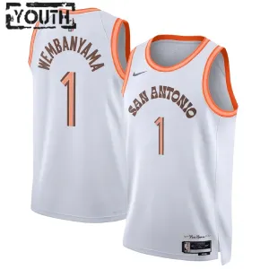 Maillot Enfant San Antonio Spurs Victor Wembanyama 1 City Edition 2023-24 Blanc Swingman