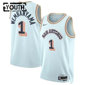 Maillot Enfant San Antonio Spurs Victor Wembanyama City Edition 2024-25 Bleu Swingman
