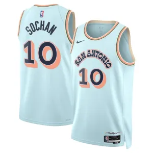 Maillot Homme San Antonio Spurs Jeremy Sochan City Edition 2024-25 Bleu Swingman