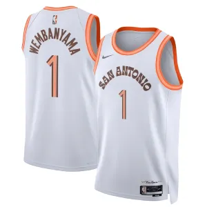 Maillot Homme San Antonio Spurs Victor Wembanyama 1 City Edition 2023-24 Blanc Swingman