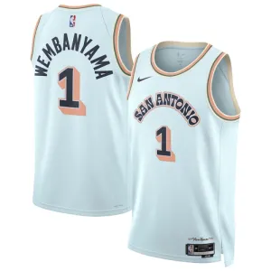 Maillot Homme San Antonio Spurs Victor Wembanyama City Edition 2024-25 Bleu Swingman