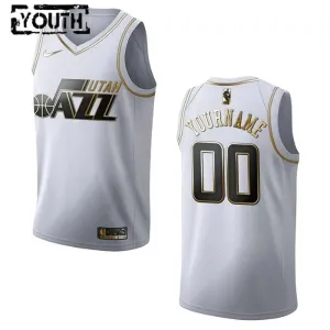 Maillot Enfant Utah Jazz Personnalisé Golden Edition Blanc Swingman Maillot Enfant Utah Jazz Personnalisé Golden Edition Blanc Swingman