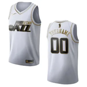 Maillot Homme Utah Jazz Personnalisé Golden Edition Blanc Swingman Maillot Homme Utah Jazz Personnalisé Golden Edition Blanc Swingman